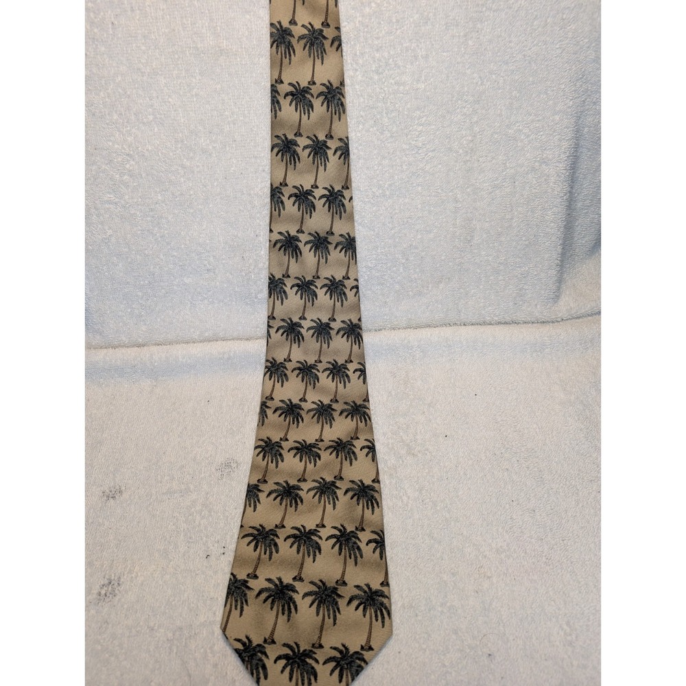TOMMY BAHAMA MENS TIE YELLOW WITH‎ PALM TREES 4.25 X 58